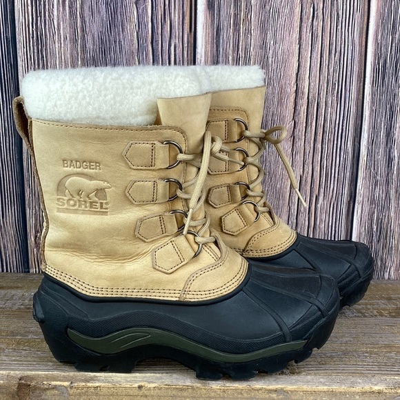 Sorel Shoes - Sorel Badger II (NL1010-280) Camel Colored Leather Snow Boots  -Size 6